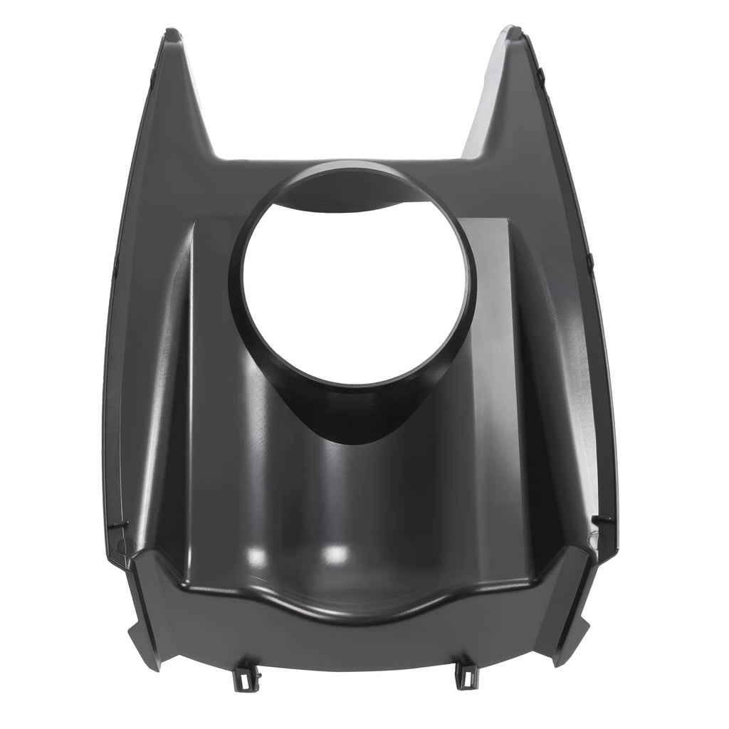 Headlight housing grille surround with round lamp opening, matte black plastic