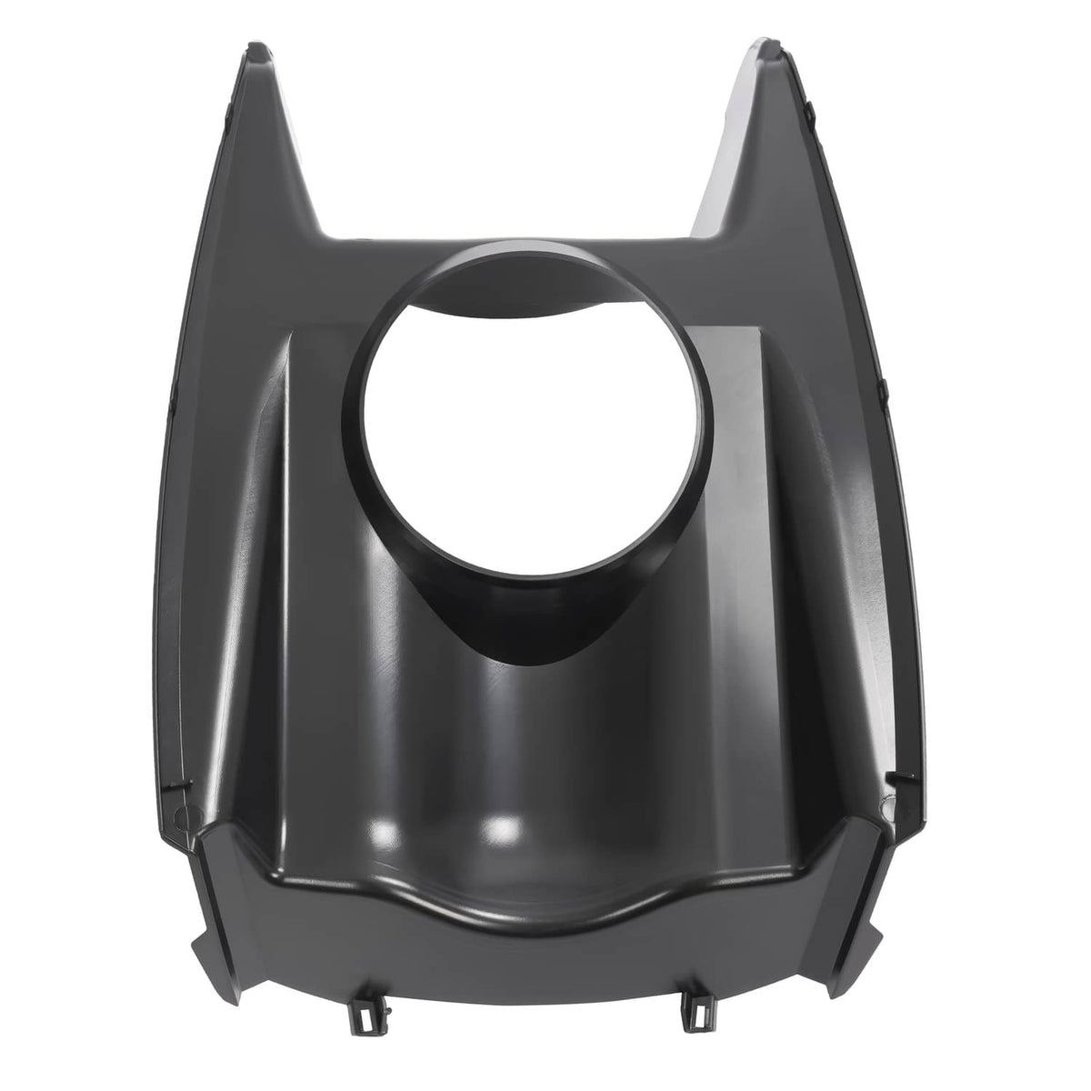 Headlight housing grille surround with round lamp opening, matte black plastic