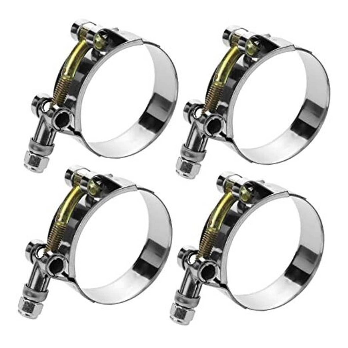 304 stainless steel T-bolt hose clamps, four-pack with hex screw and perforated band