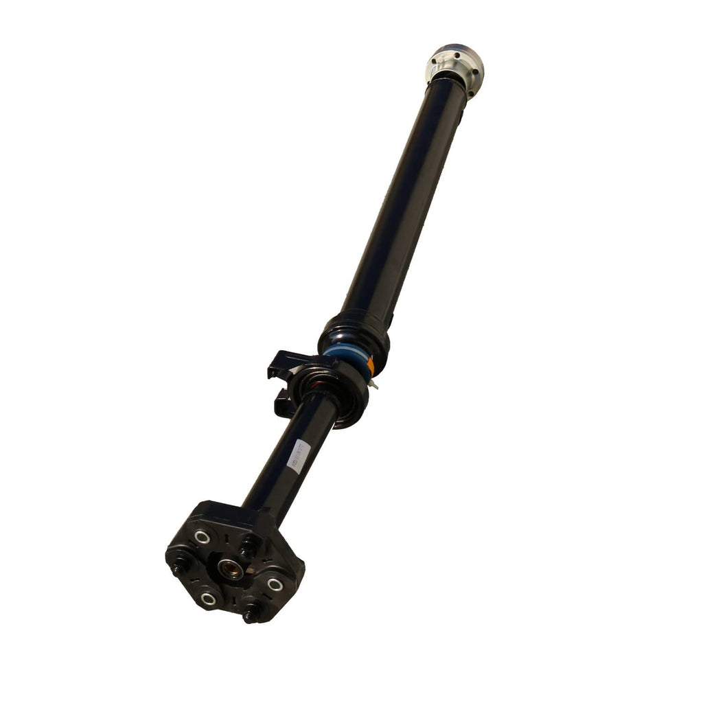 Drive shaft assembly with black shaft and front mounting flange, silver end hardware