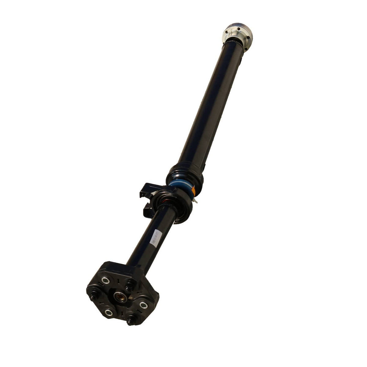 Drive shaft assembly with black shaft and front mounting flange, silver end hardware