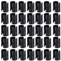 Set of black wire shelf lock clips, multiple pieces with TOP marks