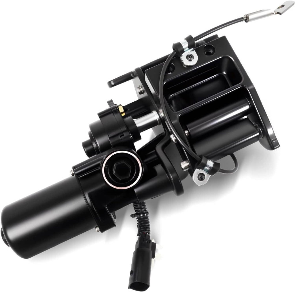 Left running board motor with bracket housing and wiring connector, black