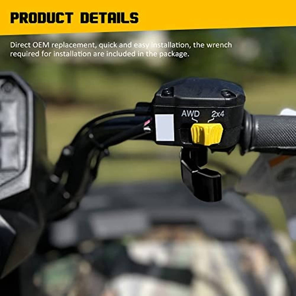 Black thumb throttle lever mounted on handlebar control near grips