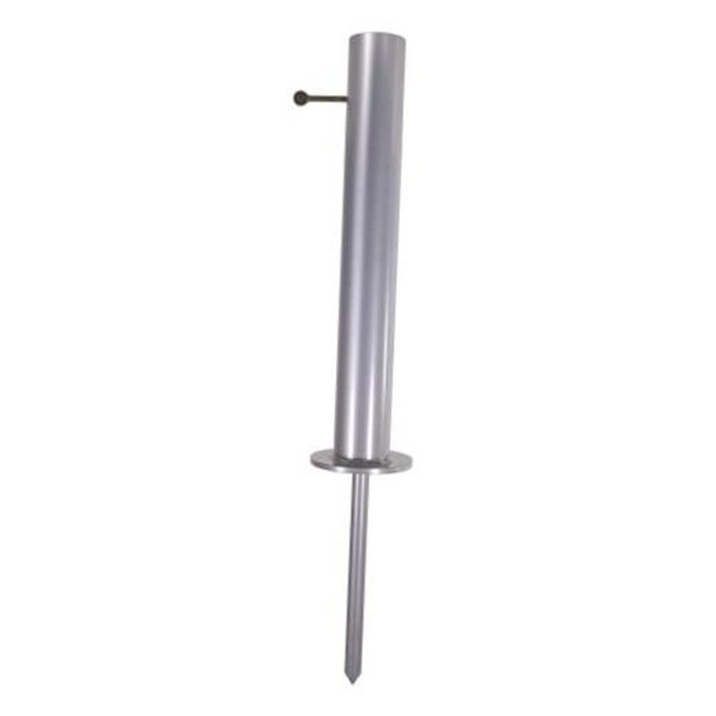 Metal ground flagpole mount with spike base and side lever handle