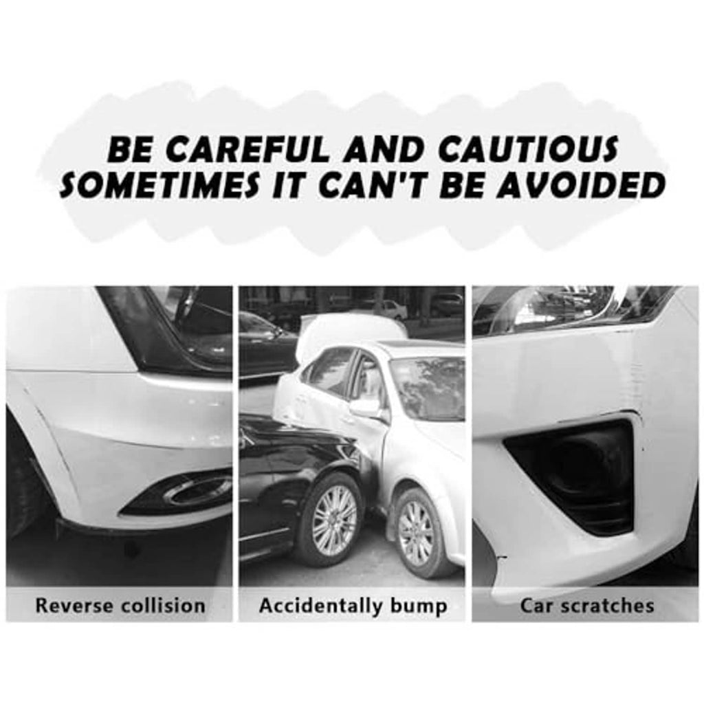 Black rubber bumper guard pad on car bumper corner for scratch protection