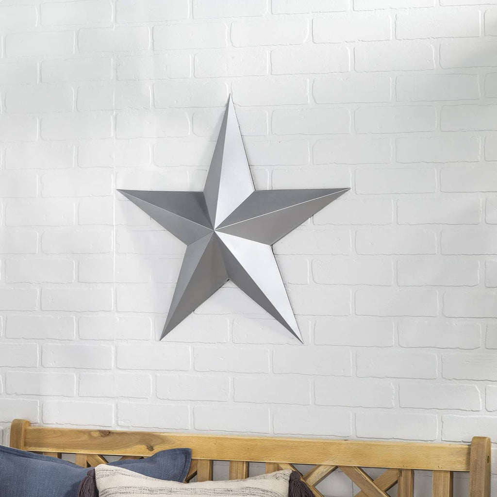 Metallic silver star wall decoration with sharp geometric points