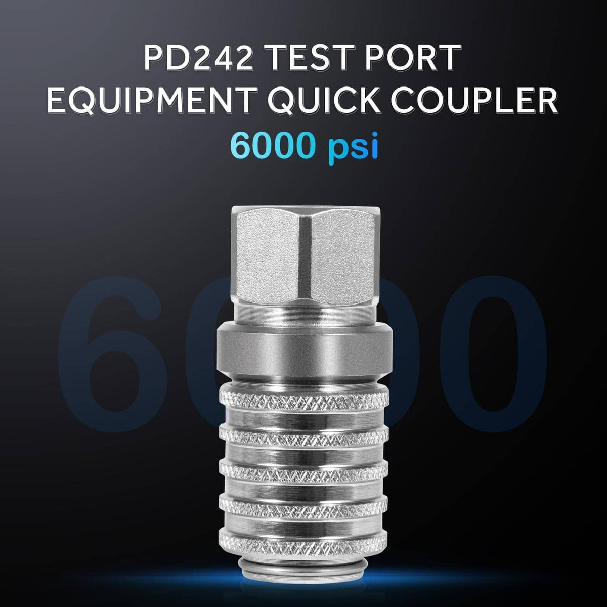 Silver steel quick coupler connector with knurled sleeve and hex base fitting