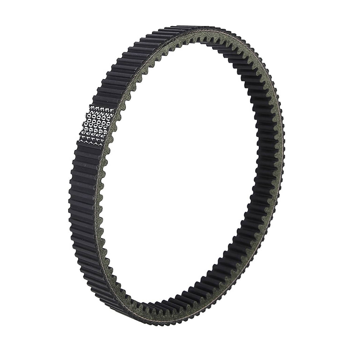 Clutch belt loop, black toothed belt with inner mesh-texture panel visible