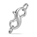 Sterling silver lobster claw clasp with double-opening lever and circular loops