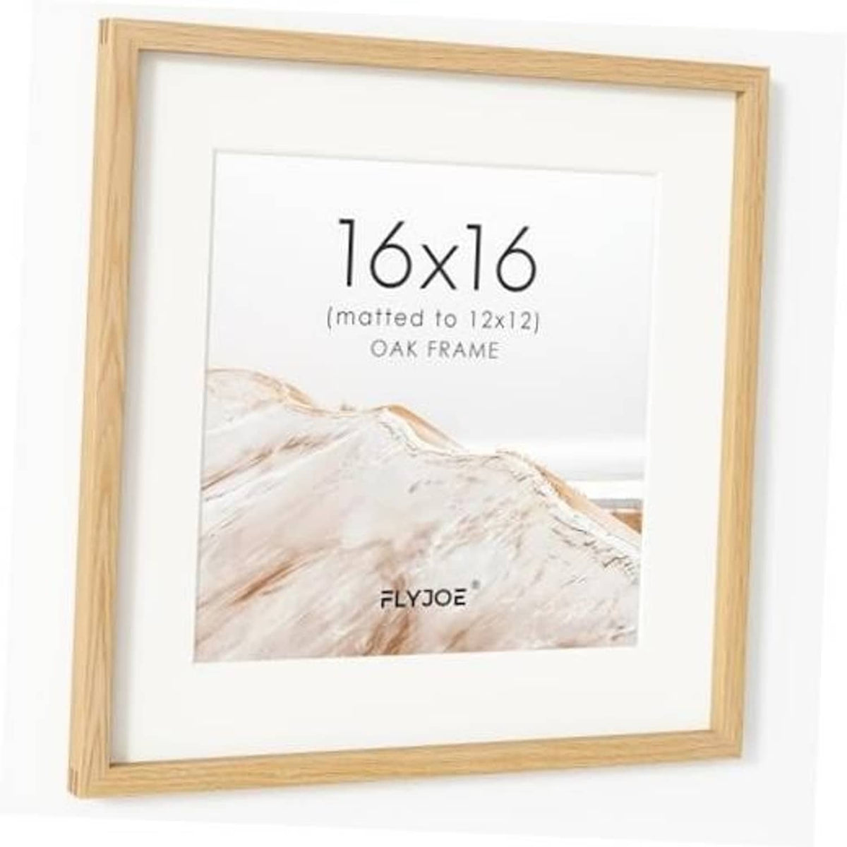Natural oak 16x16 picture frame with white mat and landscape photo print