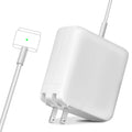 White 85W MacBook AC charger with two-prong plug and charging cable