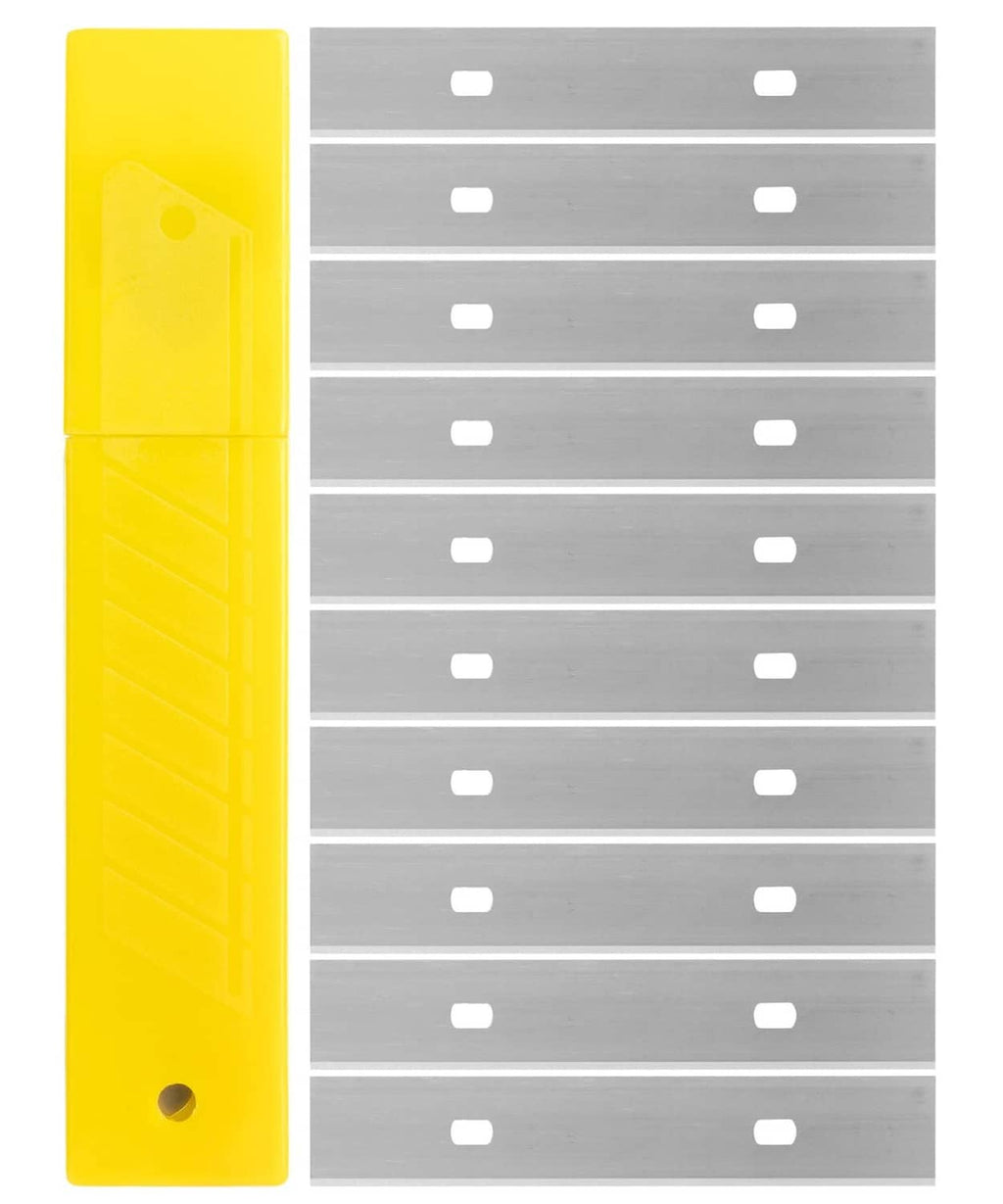 4-inch replacement scraper blades with yellow holders, stainless steel, 30 pcs