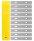 4-inch replacement scraper blades with yellow holders, stainless steel, 30 pcs