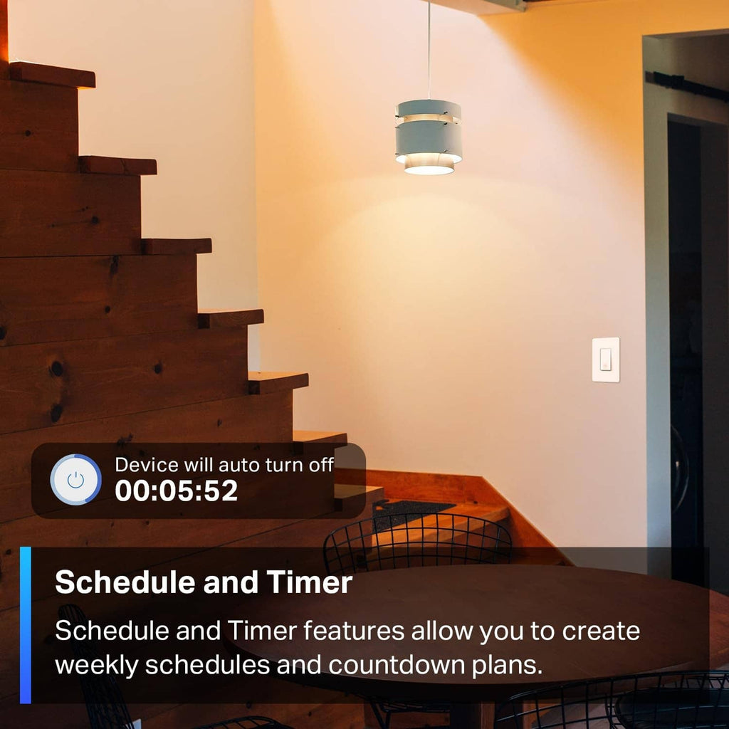Home scene with a timer prompt for scheduled smart Wi-Fi light switch control