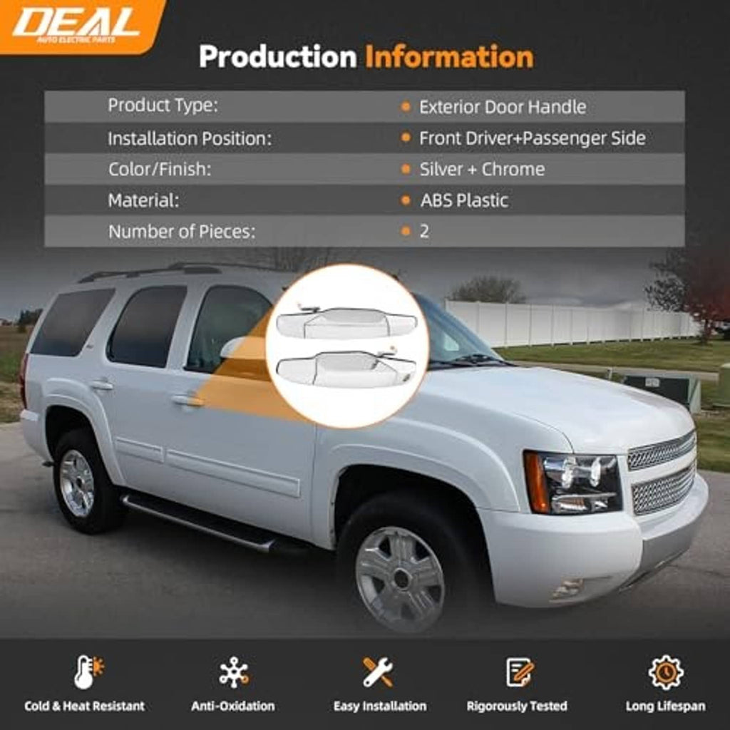 Exterior door handle kit production information graphic with white SUV placement