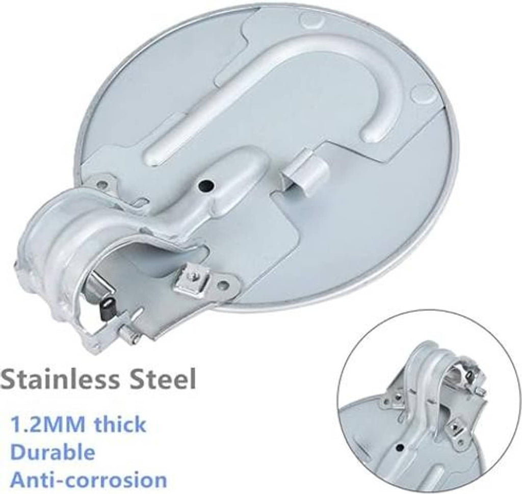 Silver fuel tank door cap replacement with circular cover and hardware