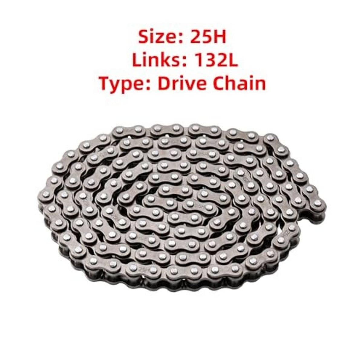 Steel drive roller chain with 132 links for off-road motorcycles