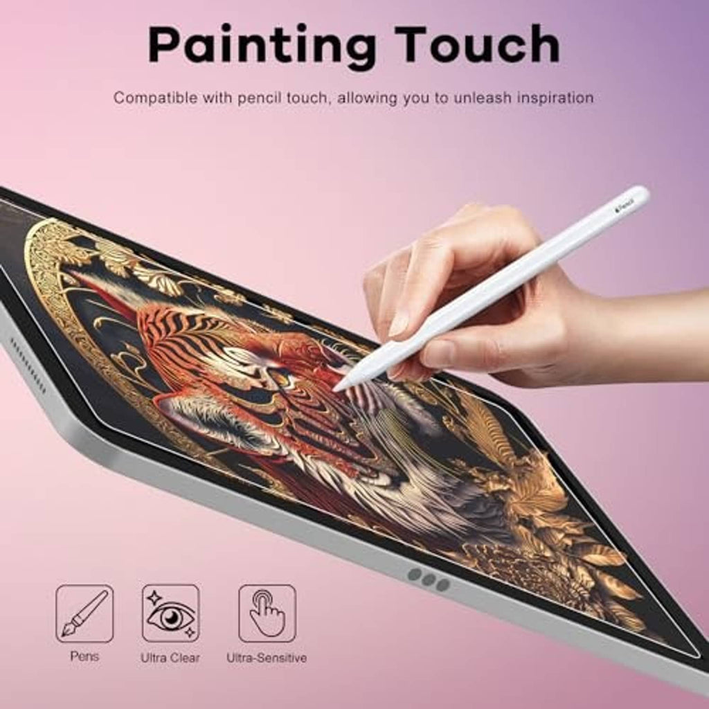 Painting touch tempered glass screen protector for tablet with stylus use