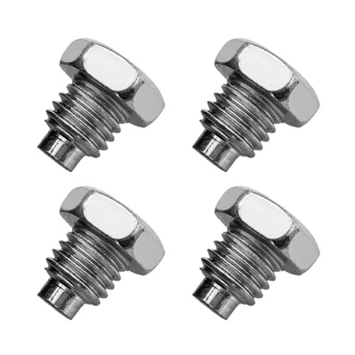 4-piece floor jack handle bolts, chrome-finish hex screws with threaded shank