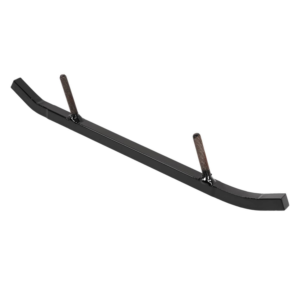 Black ski wear bar assembly with angled ends and visible threaded mounting bolts.