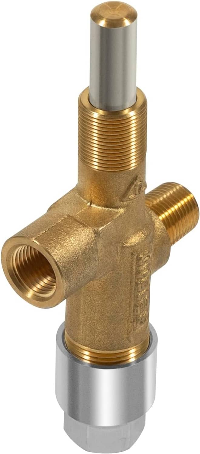 Gas valve extension plug brass tee fitting with silver base sleeve and threaded port