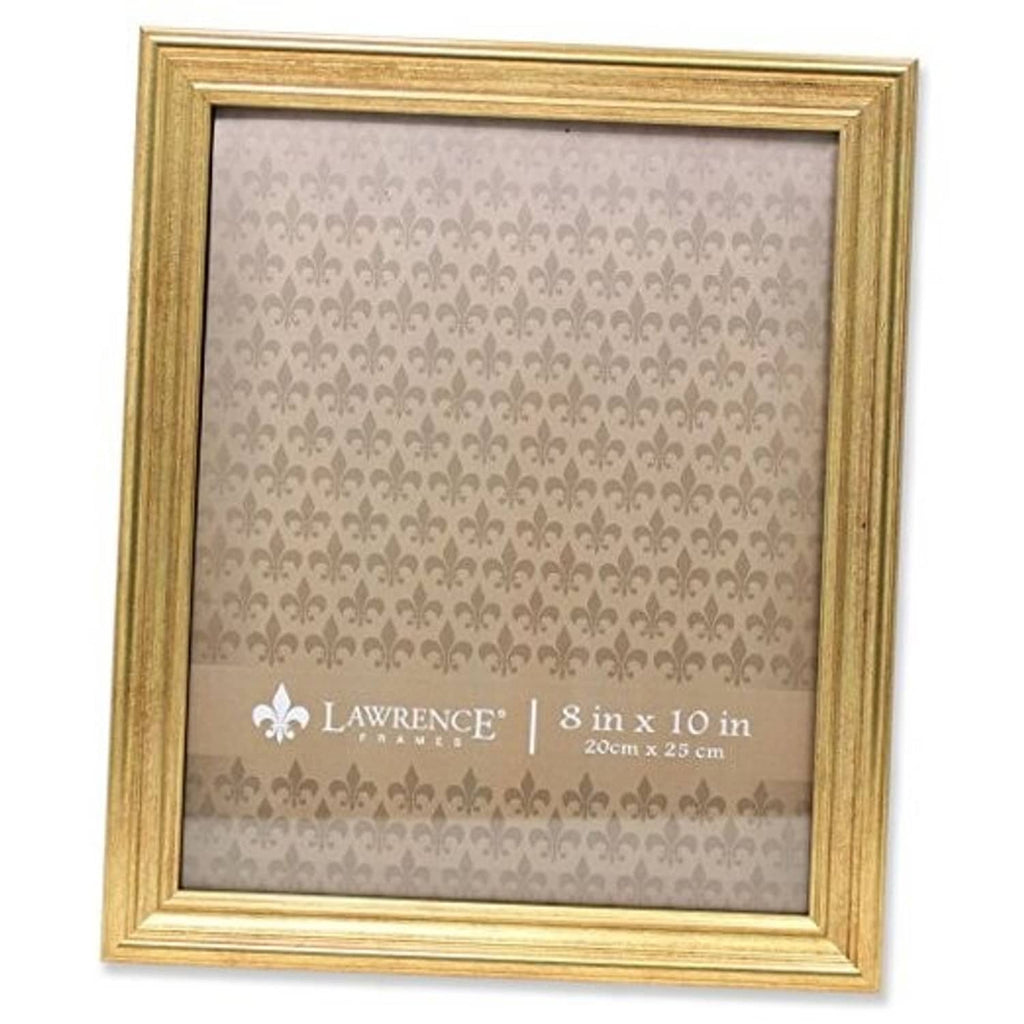 Gold 8x10 picture frame with textured border and beveled inner edge