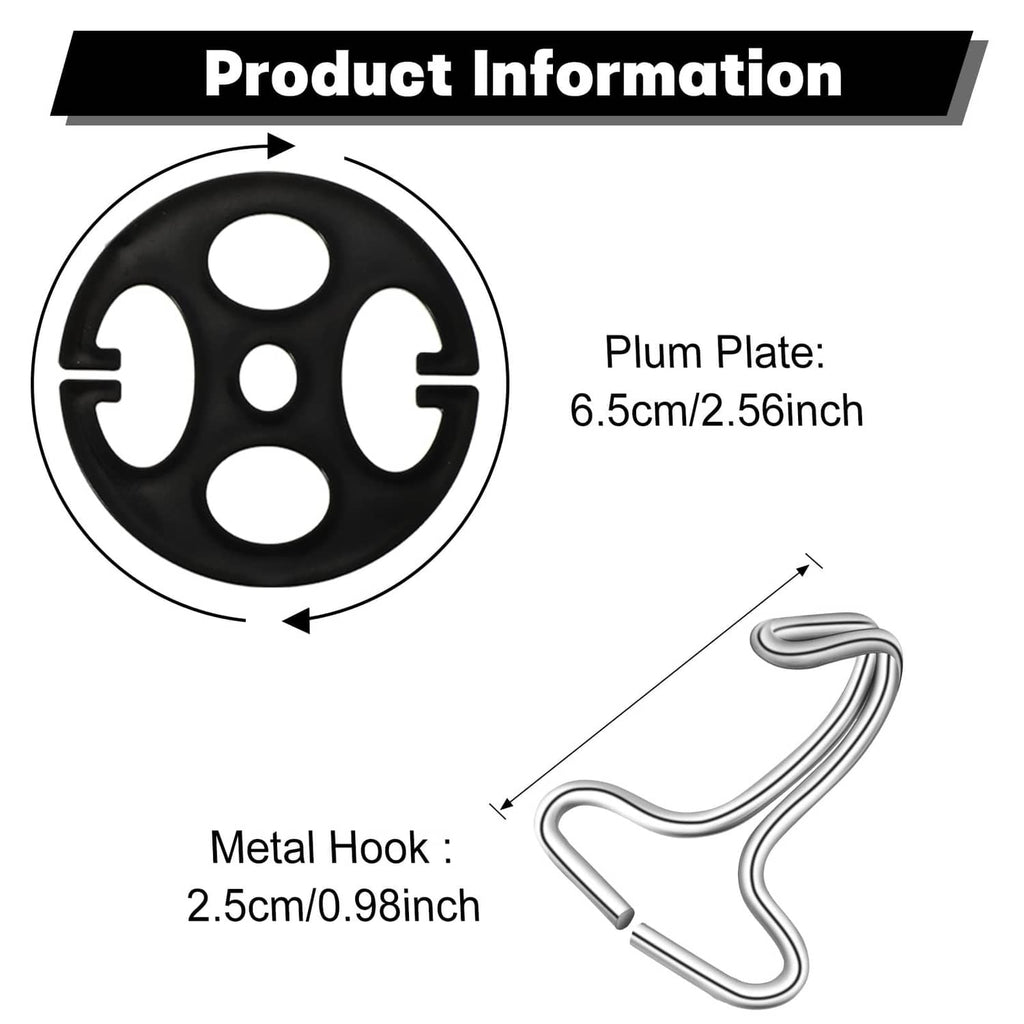 Black circular plate buckle and silver metal hook set diagram