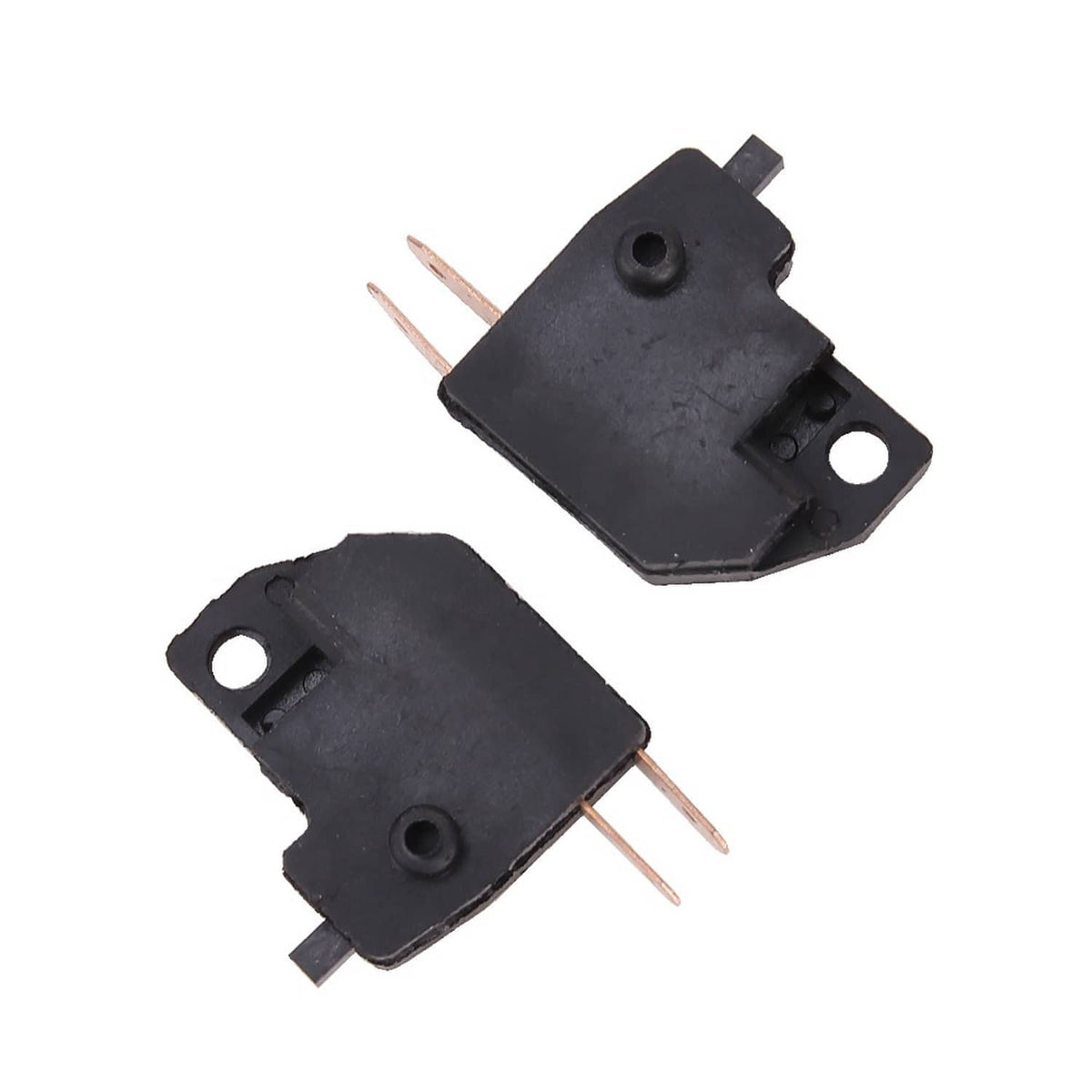 Brake light stop switch pair, black housings with mounting holes and copper spade terminals