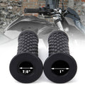 Motorcycle hand grips, black rubber, diamond tread pattern with end caps and 7/8" opening
