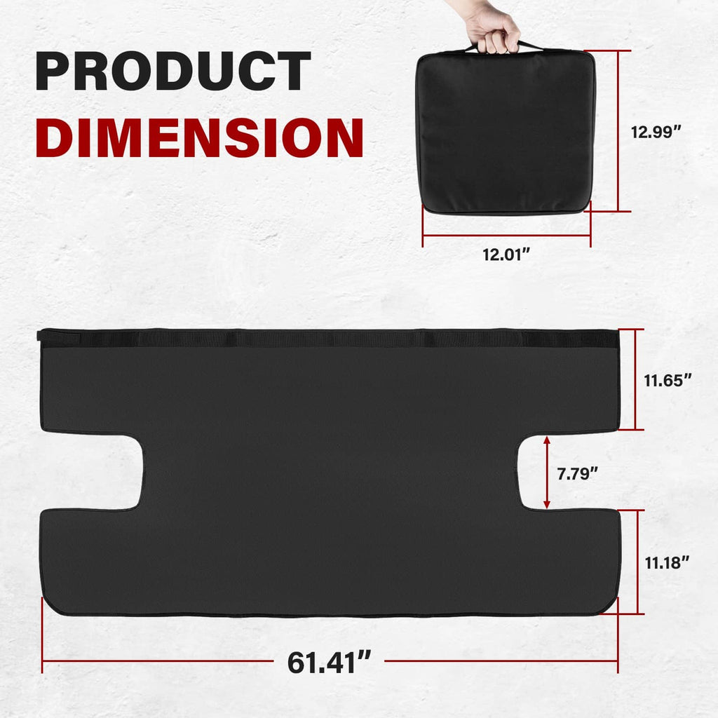 Soft vinyl tonneau cover size diagram, black cover panel
