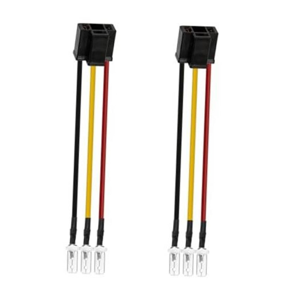 H4 to 3-pin LED headlight wiring adapter harness, two black sockets with red/yellow wires