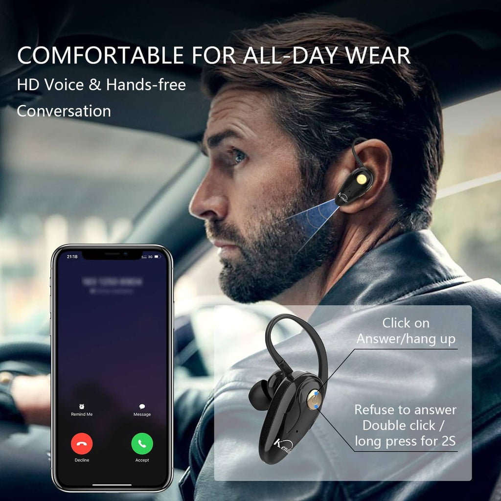 Black wireless Bluetooth headset with curved neckband and in-ear earbud