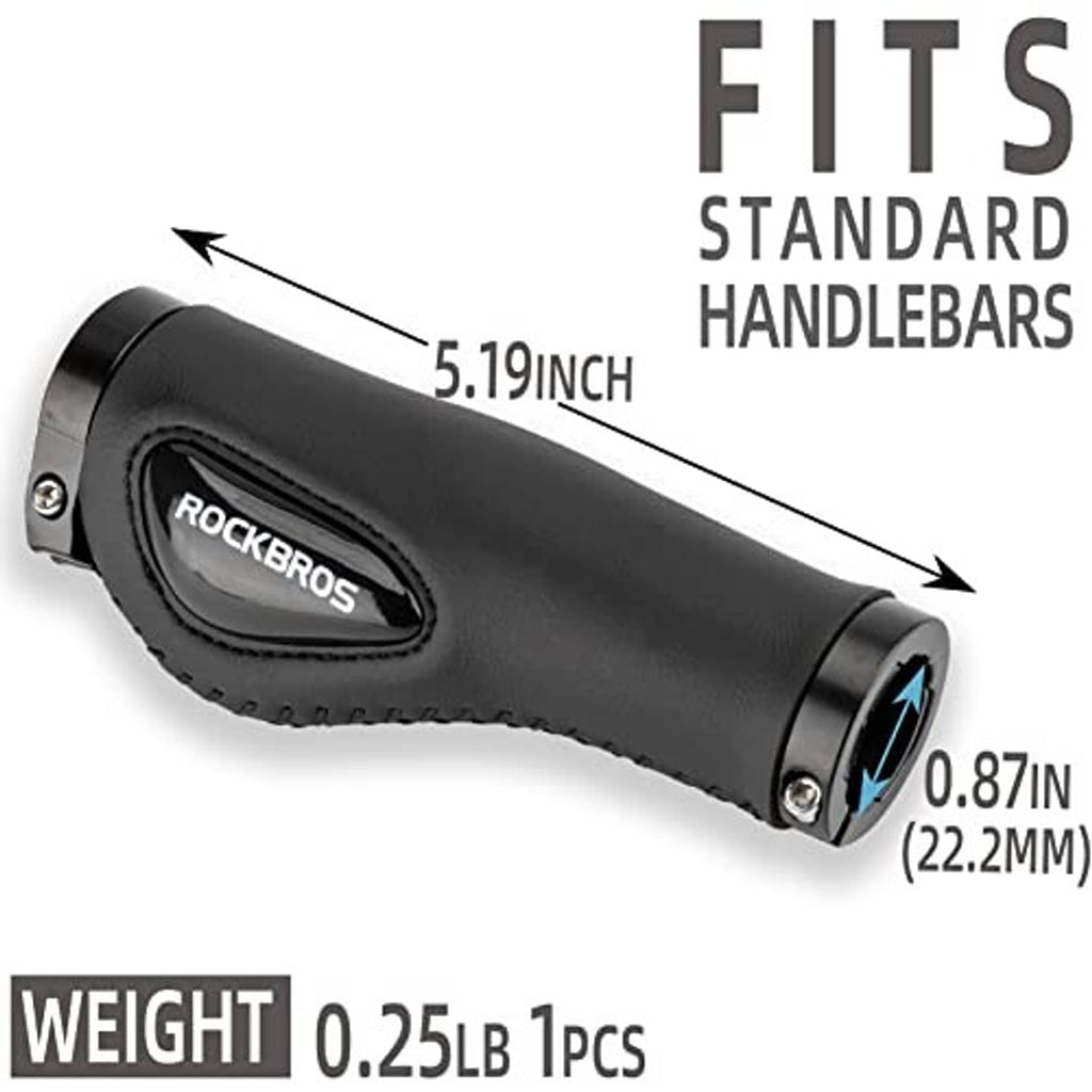 Bike handle grip, black soft gel end with mounting clamp and textured center