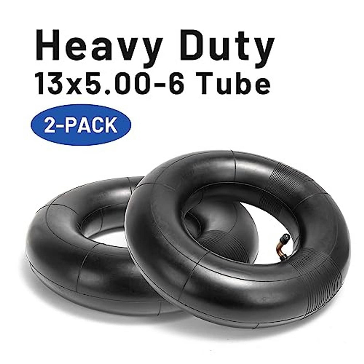Black 13x5.00-6 inner tube pair with two valve stems, 2-pack