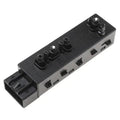 Power seat control switch module with black housing and multi-button rocker controls
