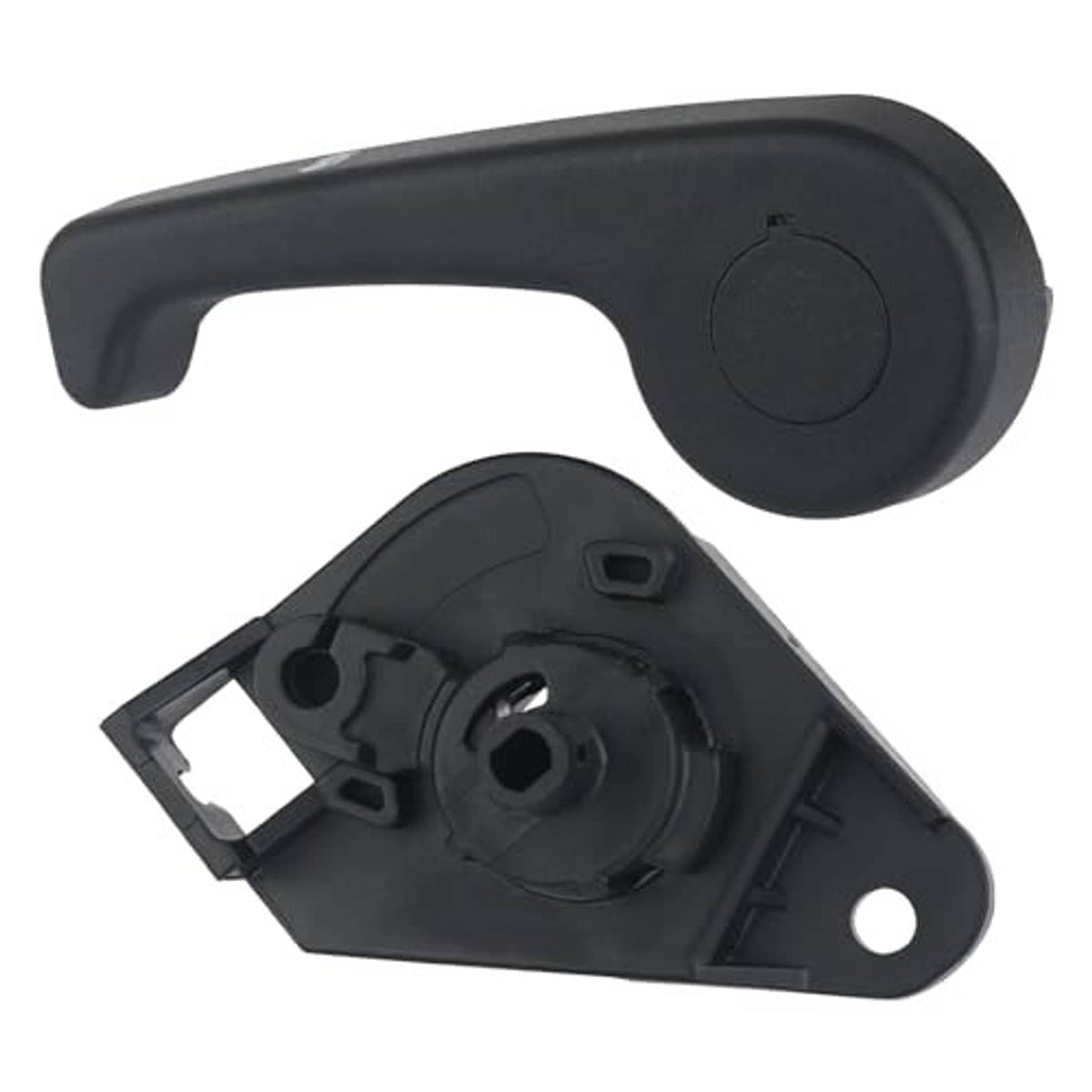 Black exterior hood latch release handle and underside bracket cover, molded plastic