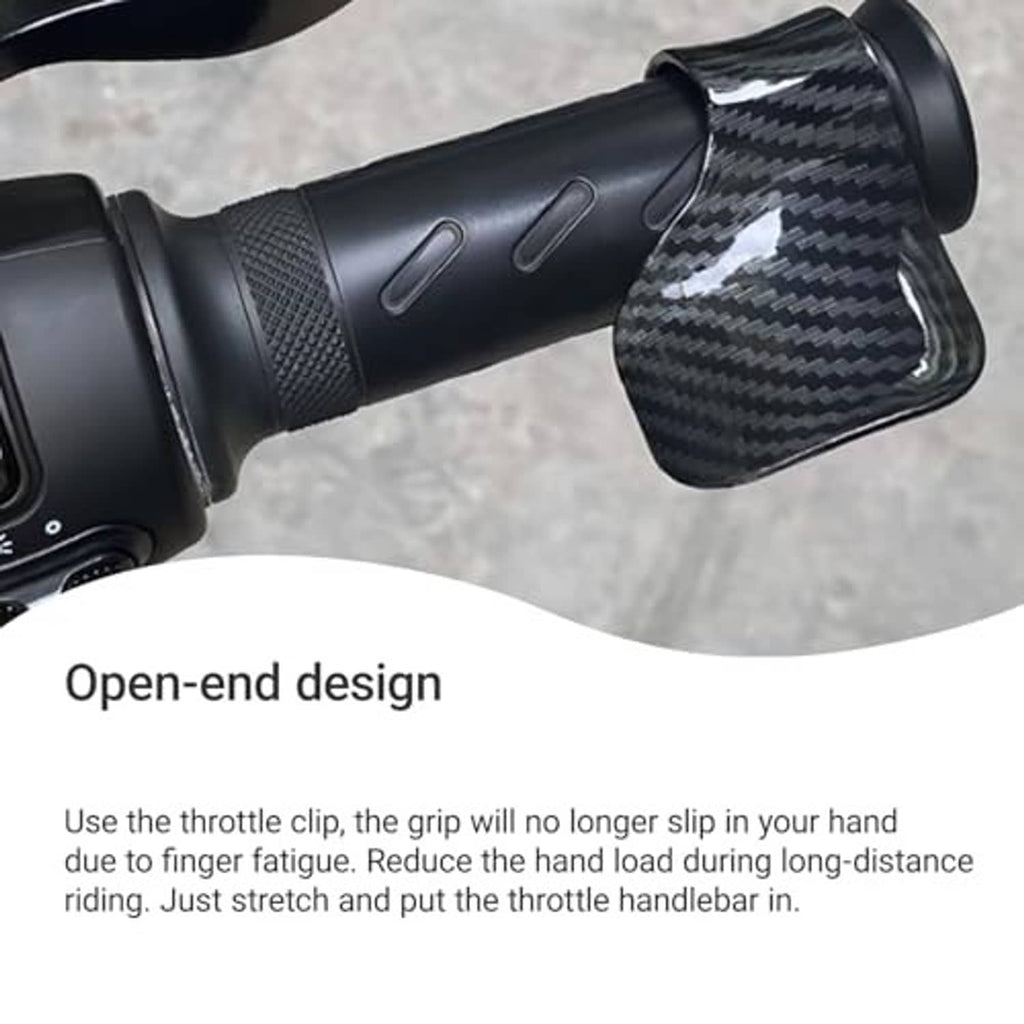 Carbon fiber throttle handle clip, black open-end sleeve with textured grip