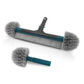 20-inch pool brush head with gray nylon bristles and teal connector clips