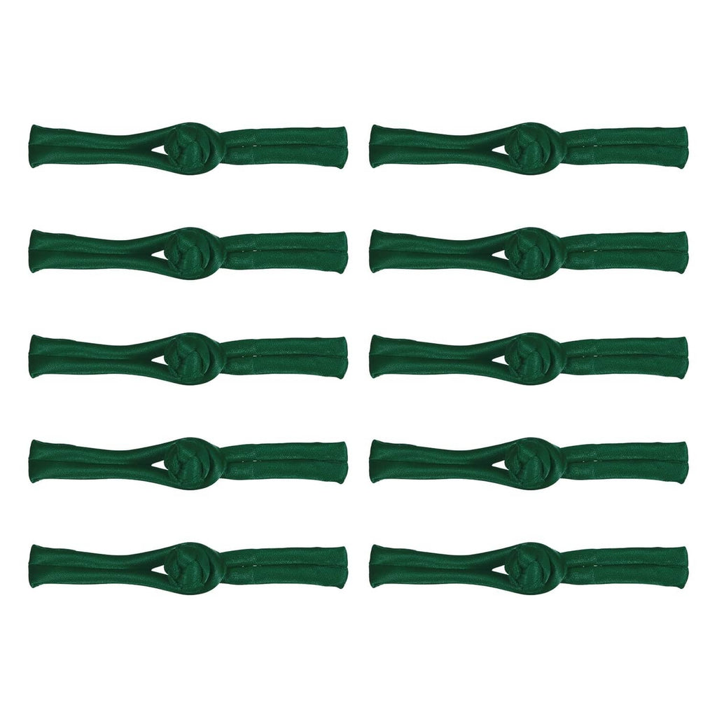 Dark green Chinese knot frog buttons, 10 closures with tied rope ends