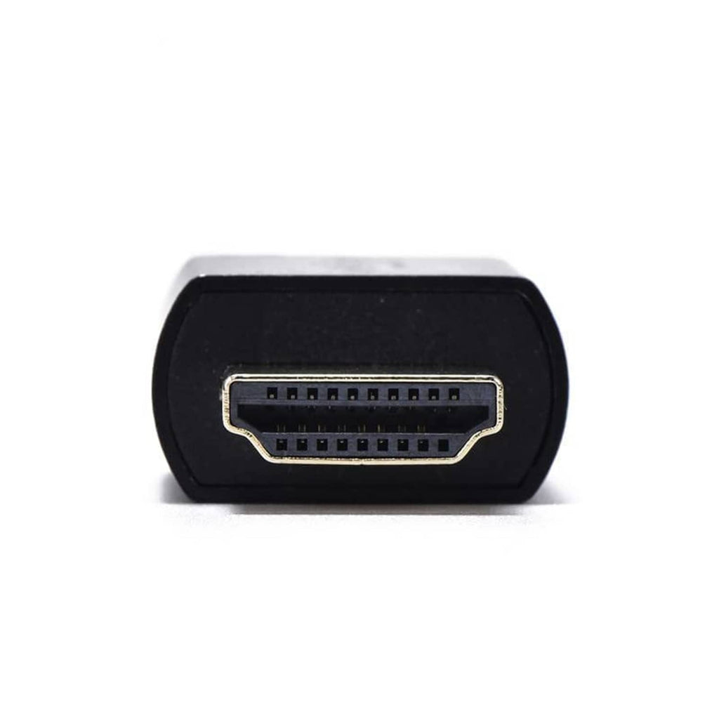 Evanlak HDMI EDID emulator with HDMI output socket and gold contact pins, black body