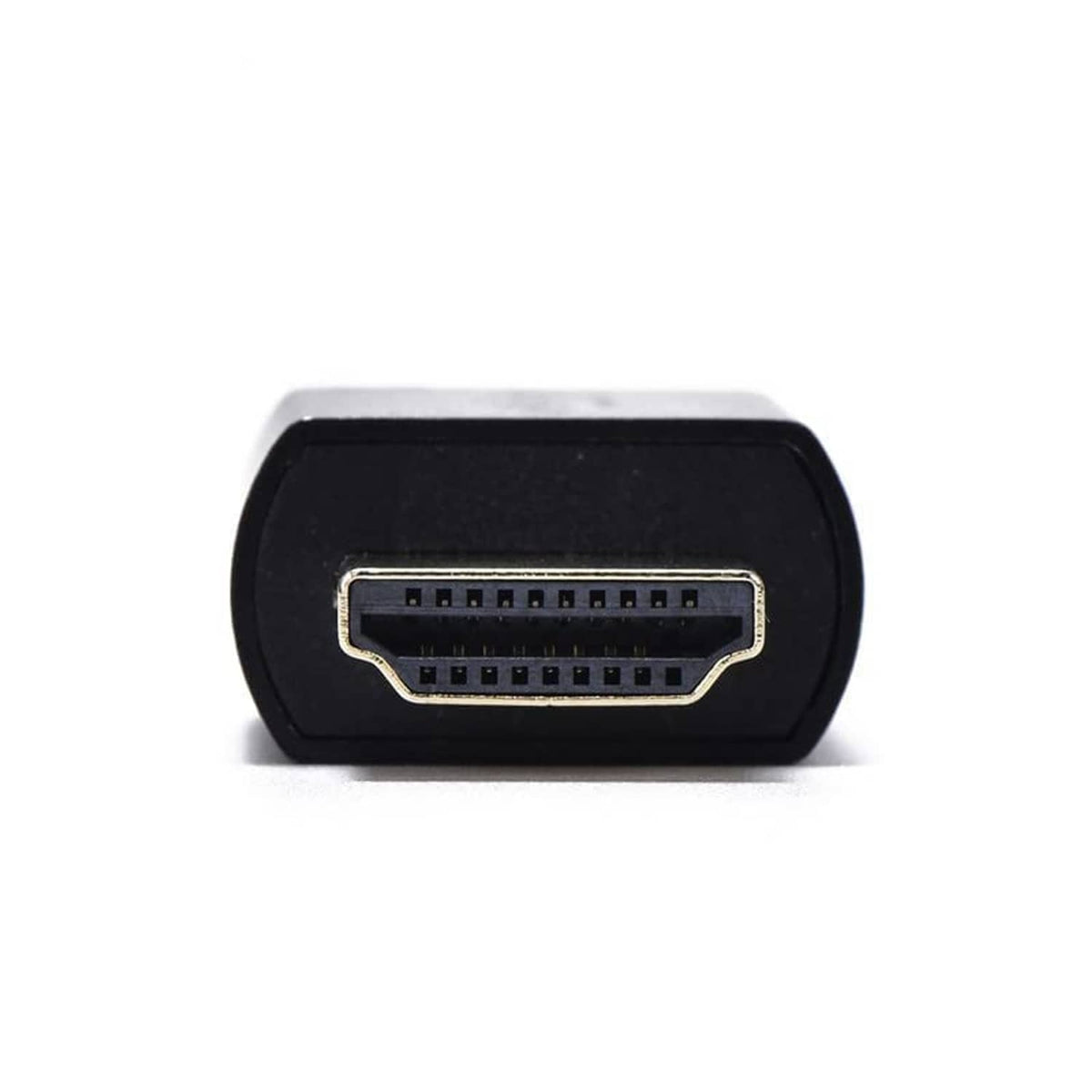 Evanlak HDMI EDID emulator with HDMI output socket and gold contact pins, black body