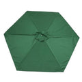 6-rib replacement patio umbrella canopy in dark green fabric, with center vent