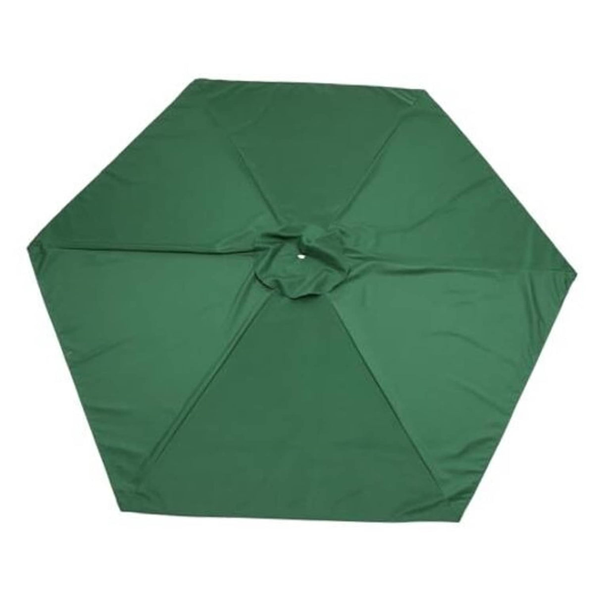 6-rib replacement patio umbrella canopy in dark green fabric, with center vent