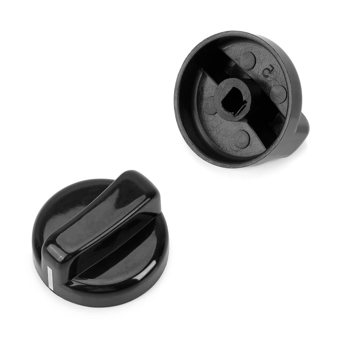 Black plastic control knob cap for rotary gas safety shutoff valve