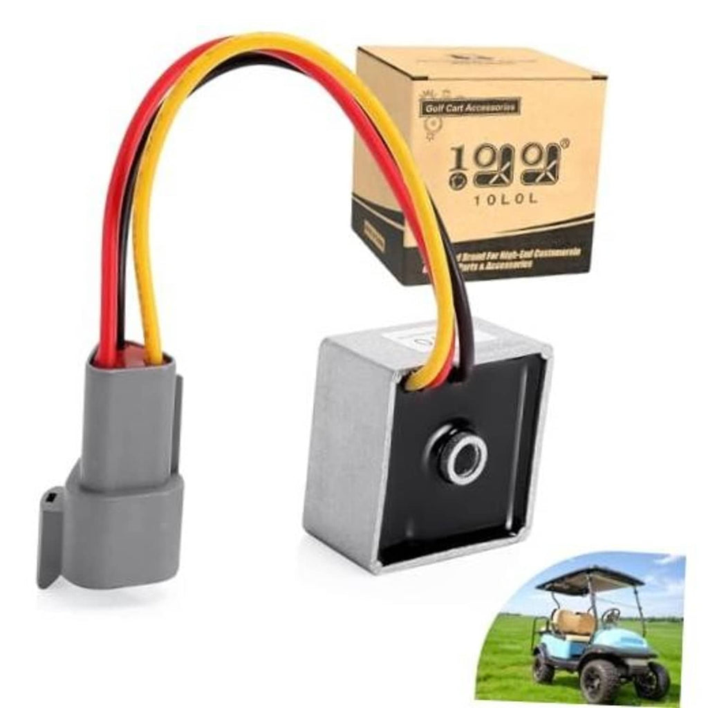 Voltage regulator rectifier with wire harness, round port, and product box