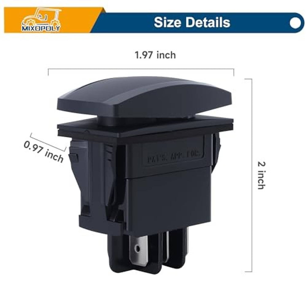 Forward-reverse golf cart switch with size dimensions shown in inches