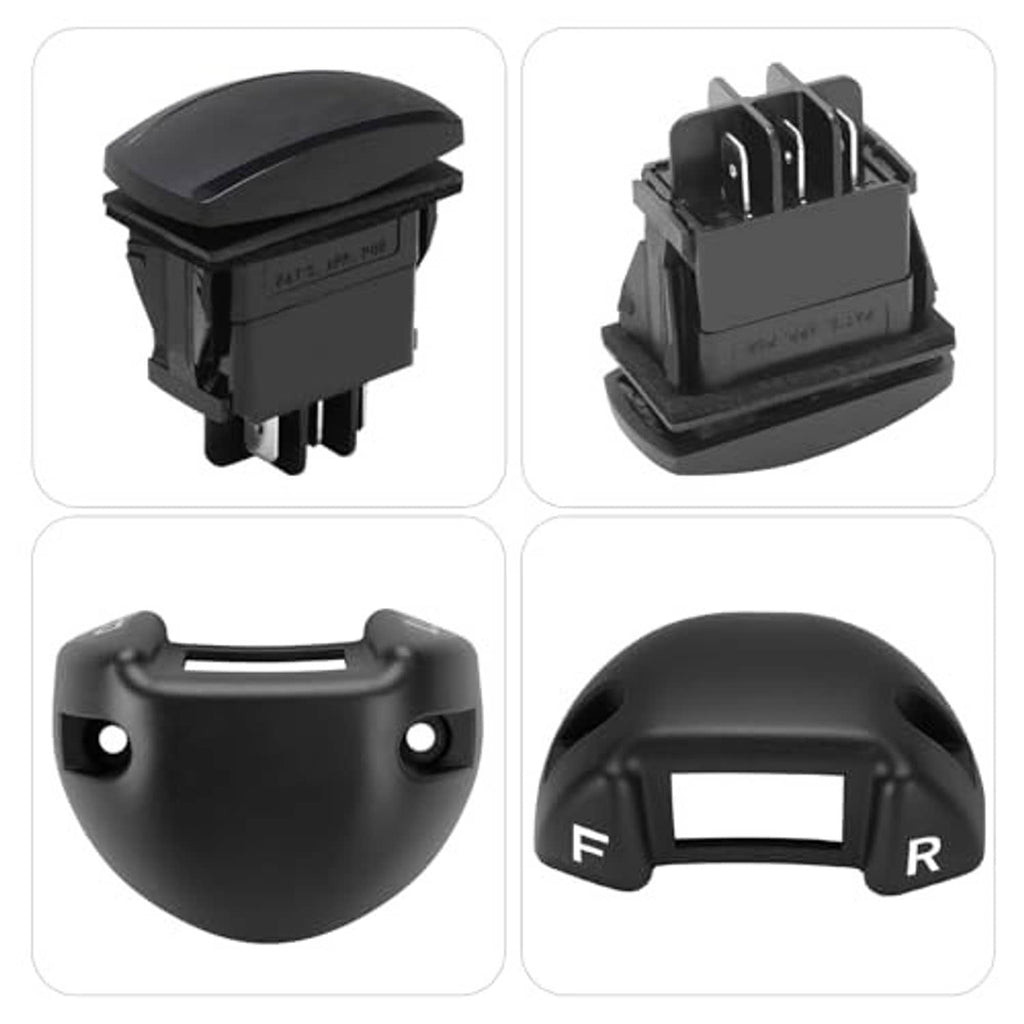 Set of views of black forward/reverse switch housing and F/R display