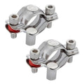 Stainless steel split ring pipe hanger with two hex bolts and red gasket, 15–19mm