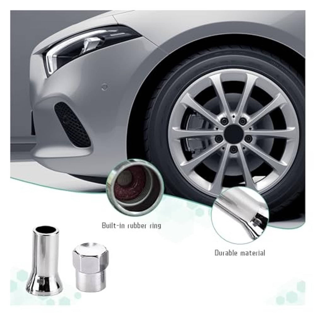 Chrome tire valve stem covers with built-in rubber ring base